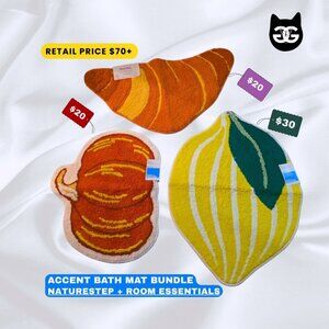 NatureStep & Room Essentials Lemon, Croissant, + Pumpkin Accent Bath Mat Bundle